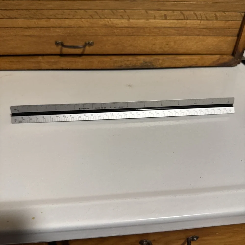 Vintage Staedtler-Mars 987 18-31 Architect Triangle‎ Drafting Ruler 12